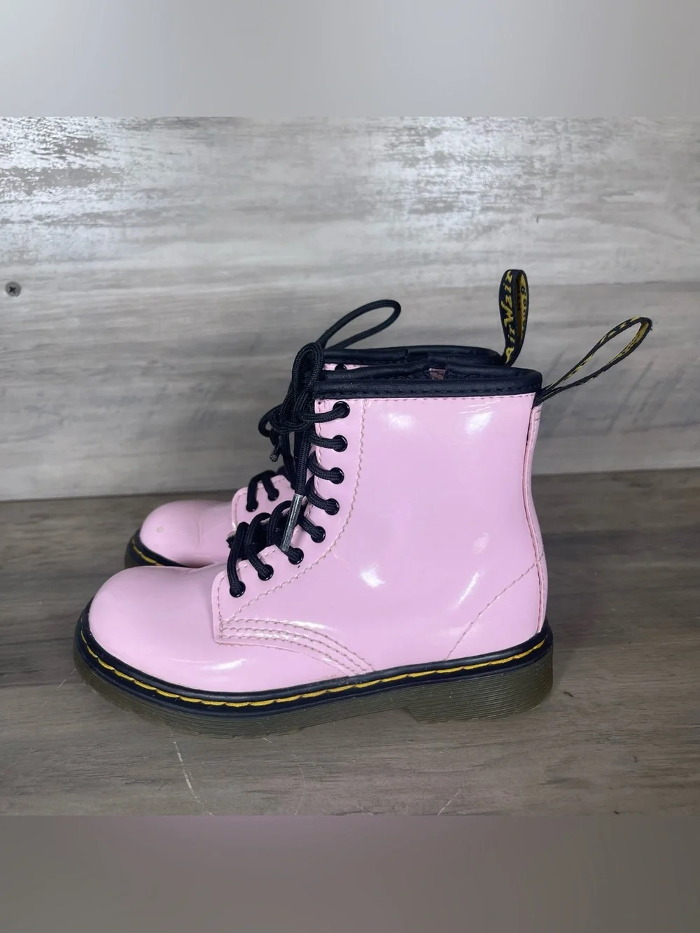 Doc DrMartens Toddler Girls 9 Pale Pink Combat Side Zip High Top Lace Up Boots